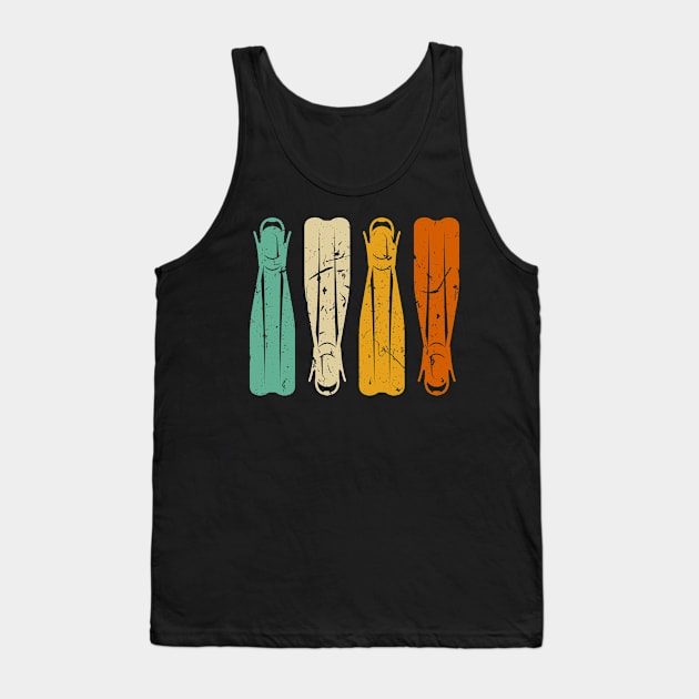 Diving Fins Retro Scuba Diving Snorkeling Diver Vintage Tank Top by Humbas Fun Shirts